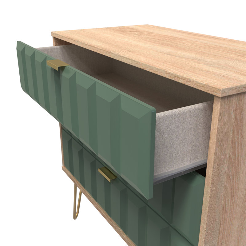 Allem 77cm W 3 - Drawer Chest of Drawers, Labrador Green/Bardolino Oak
