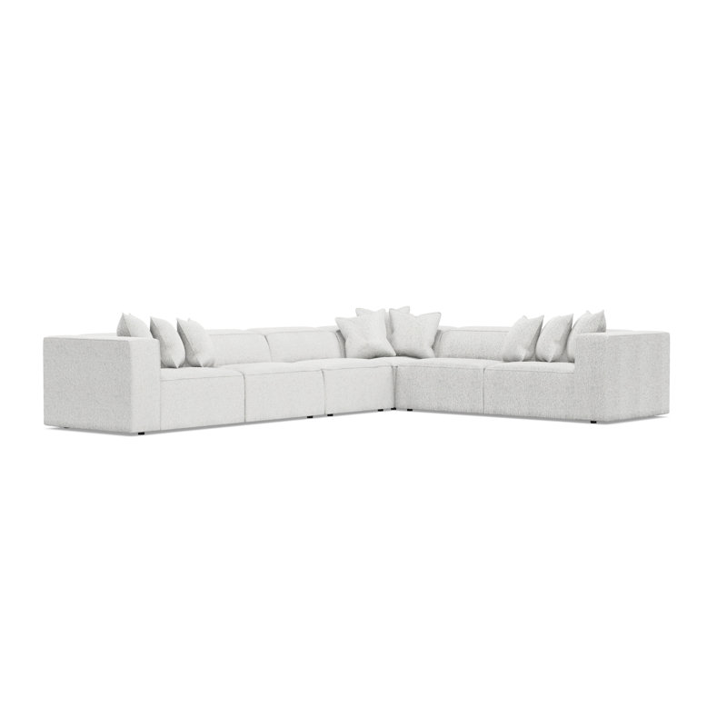 Bliss Sectional, White Polyester, 28" H x 160.5" W x 123.5" D