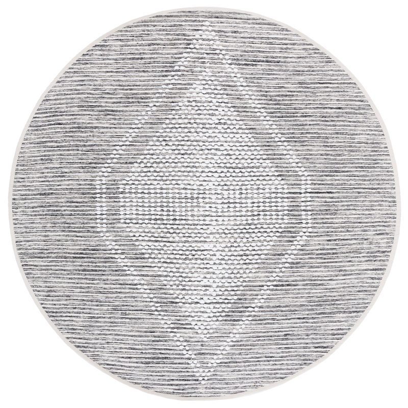 Jasone 980 Area Rug In Black / Ivory, Round 6'