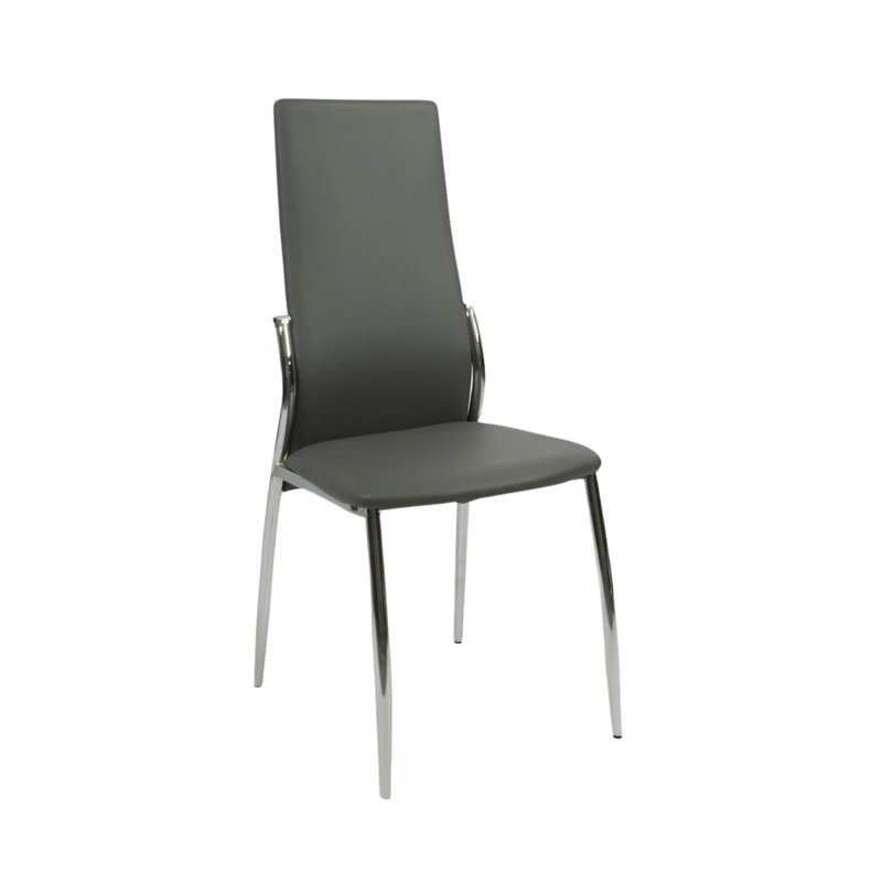 Nova Faux Leather Dining Chair With Chrome Legs And Sides, Grey, 4