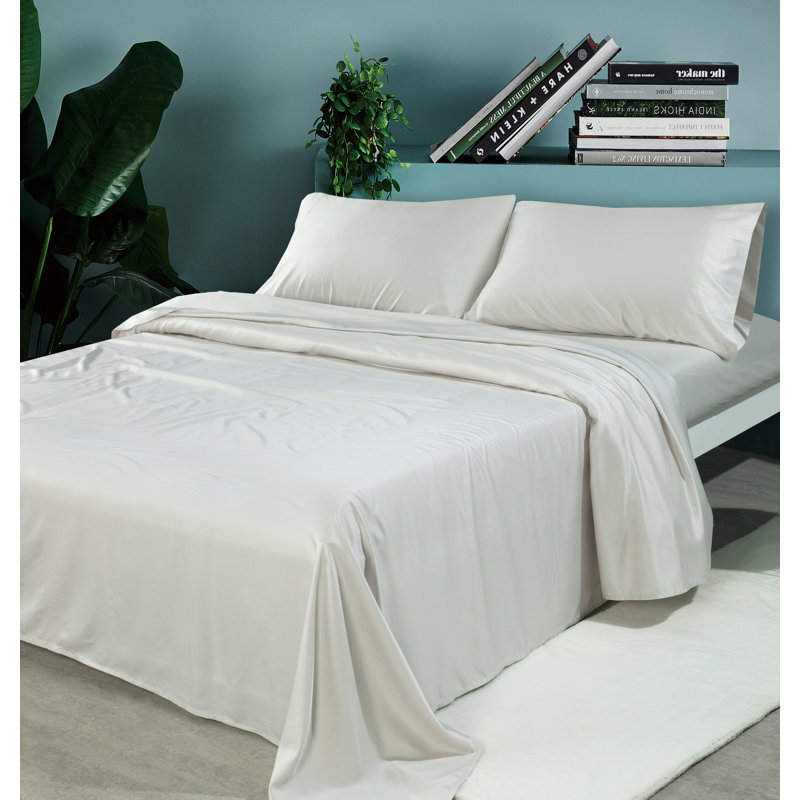  Ensemble de draps en rayonne de satin, Grand, Gris