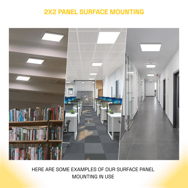 2x2 Surface Mount Kit for LED Backlit Panel Lights, Extruded Aluminum Ceiling Frame, Easy Install Surface Mounting Kit - White