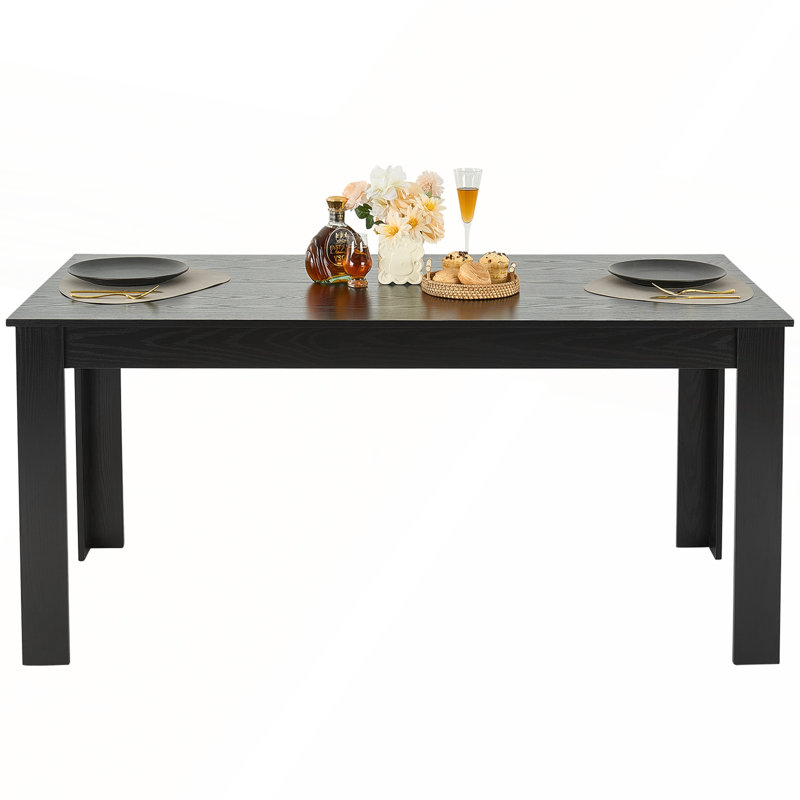 Table de cuisine rectangulaire en bois spacieuse et durable de 63 po pour 4 à 6 personnes