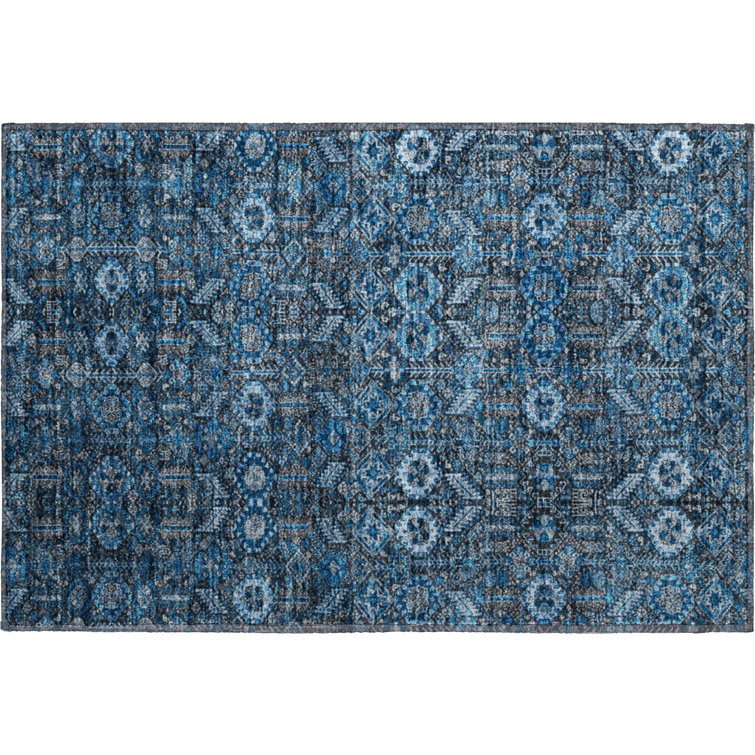 Premium Machine Washable Cerrito AMF574 Blue Rug