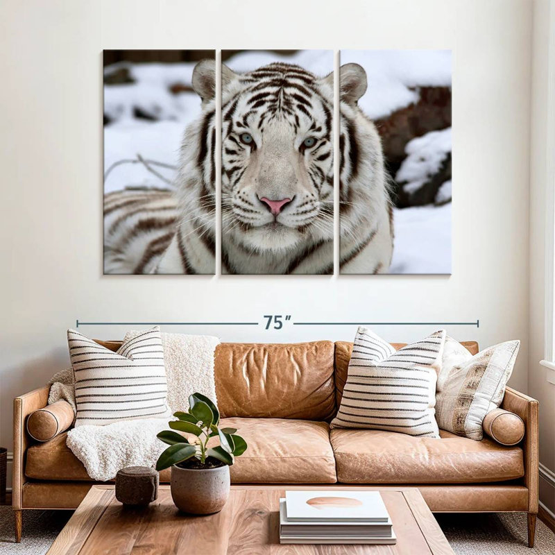 Glorieux tigre blanc, H 42 po x l 65 po