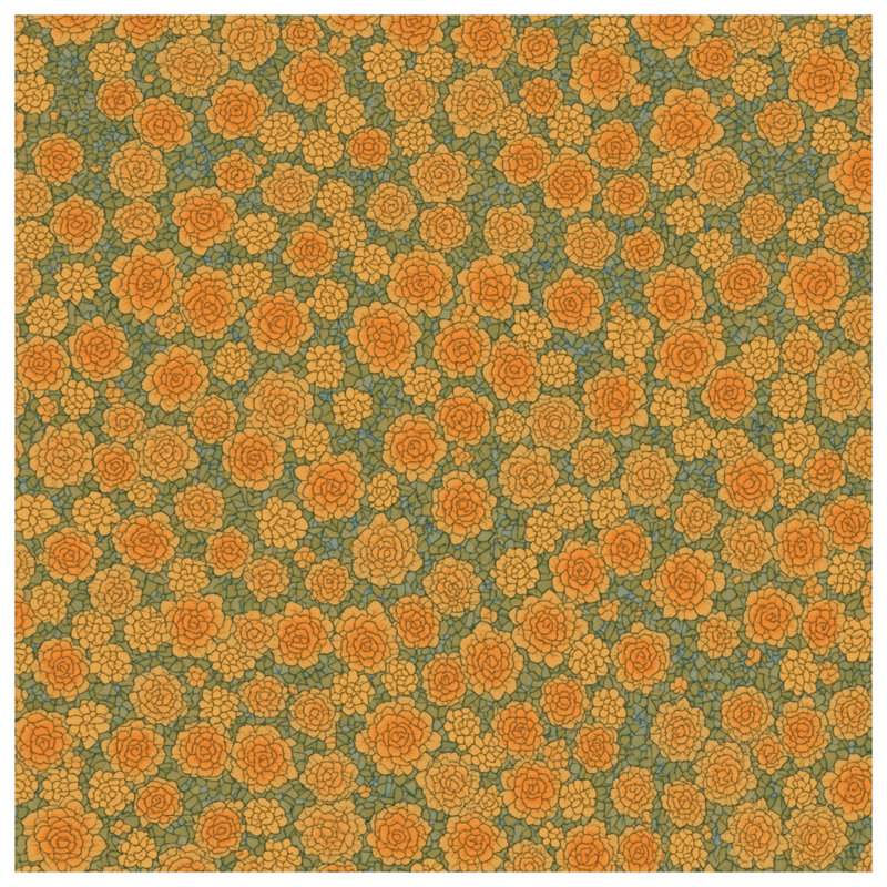 Rideaux de douche orange en mosaïque à motif floral extra longs, L 70 po x H 93 po