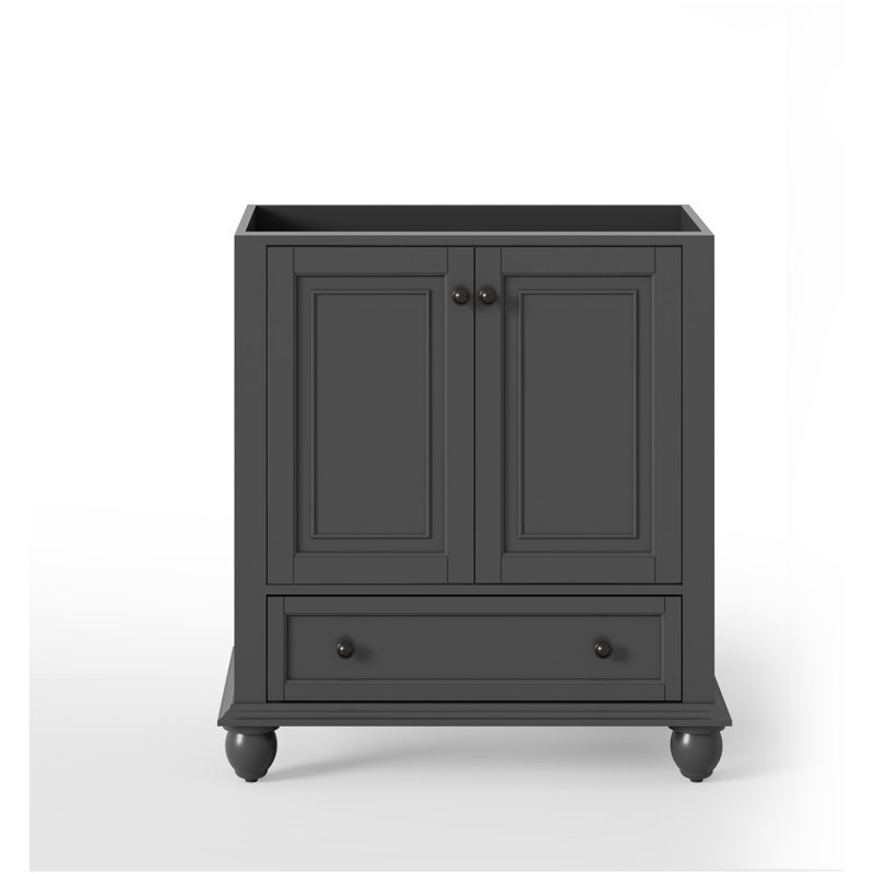 Base de meuble-lavabo simple 30 po, surface peinte, portes à fermeture en douceur, Gris
