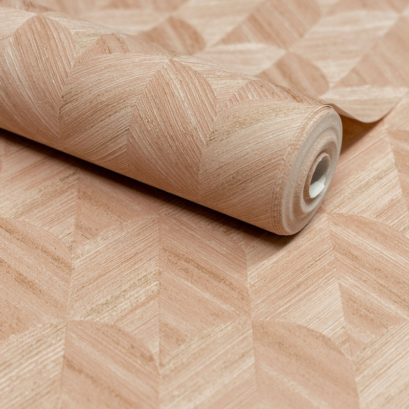 Surfaces Collection Geometric Prism Wallpaper Roll, Pink