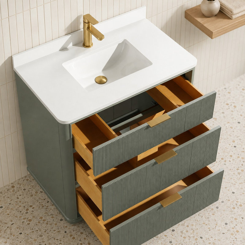 Aria 36'' Single Bathroom Vanity With Engineered Quartz Top