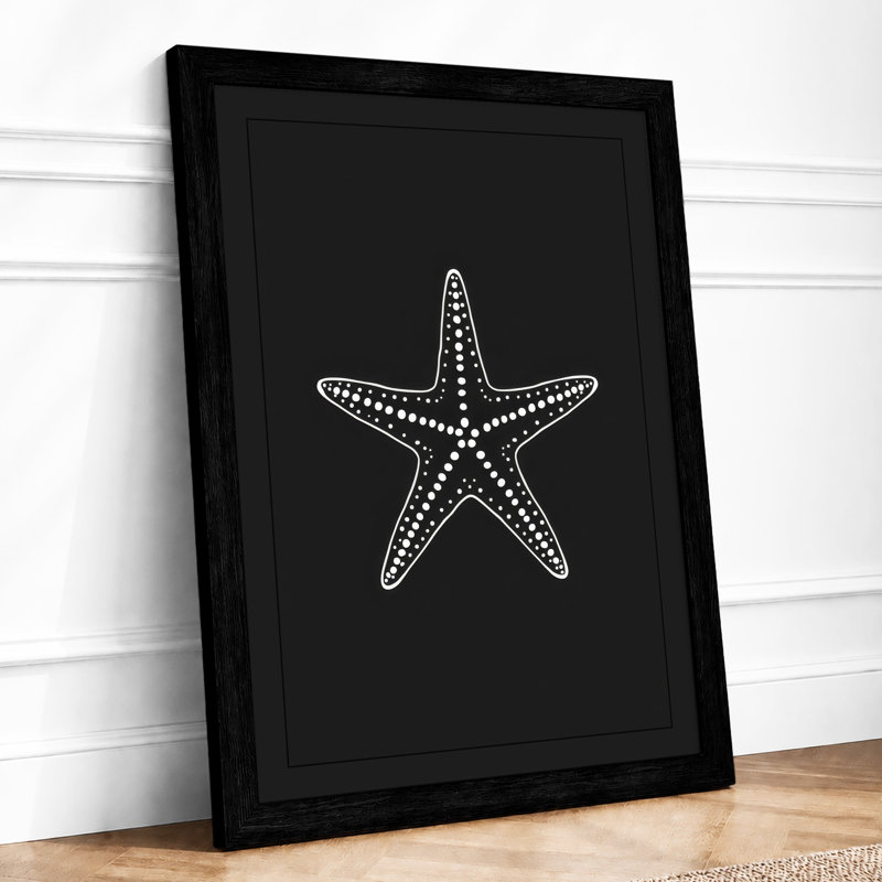 Luminous Starfish Coastal - Framed Print, A3 - 42.0 x 29.7 cm, Black