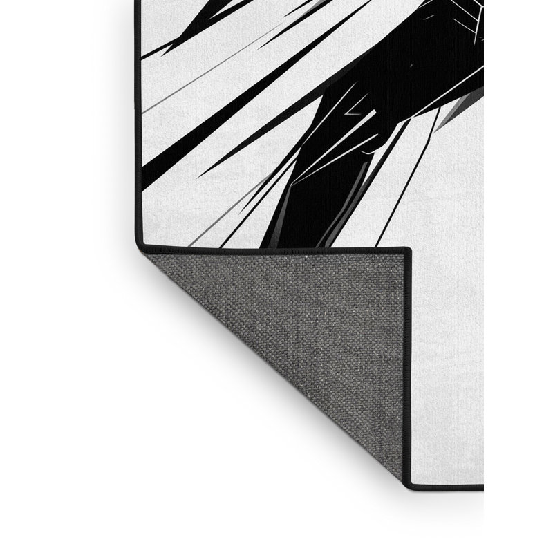 Soft Plush Schroeders Hip Hop Dancer Modern Geometric Area Rug in Blue – Black Binding, 7x9