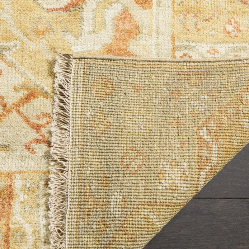 Oushak Oriental Hand-Knotted Wool Gold/Brown Area Rug, Rectangle 10' x 14'