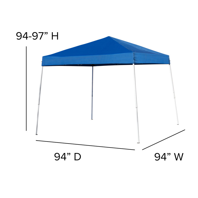 Lennon 8' x 8' Pop Up Canopy Tent and 6 Ft. Bi-Fold Table with Carrying Handle, Blue, 94" W x 94" D