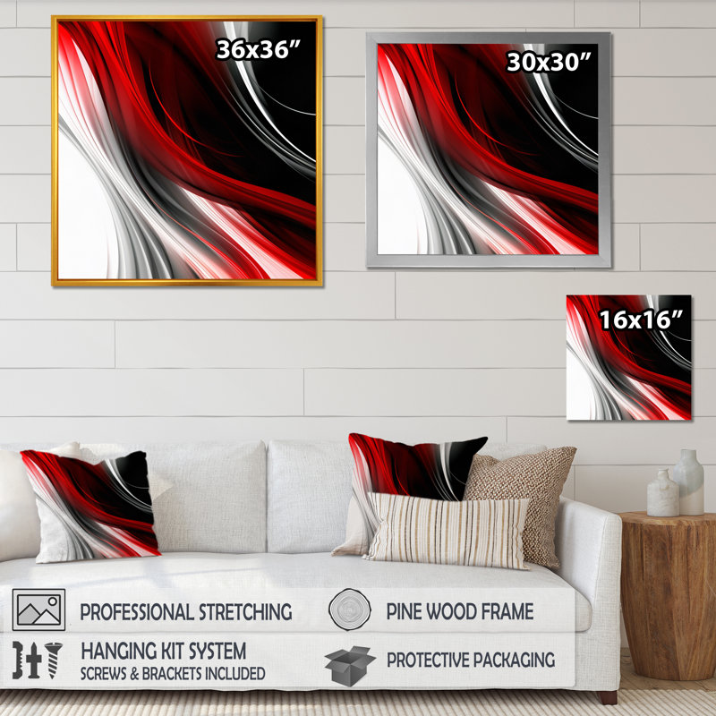 Rouge, rouge, infini ondulations I - art abstrait de vagues modernes, H 24 po x l 24 po, Toile tendue