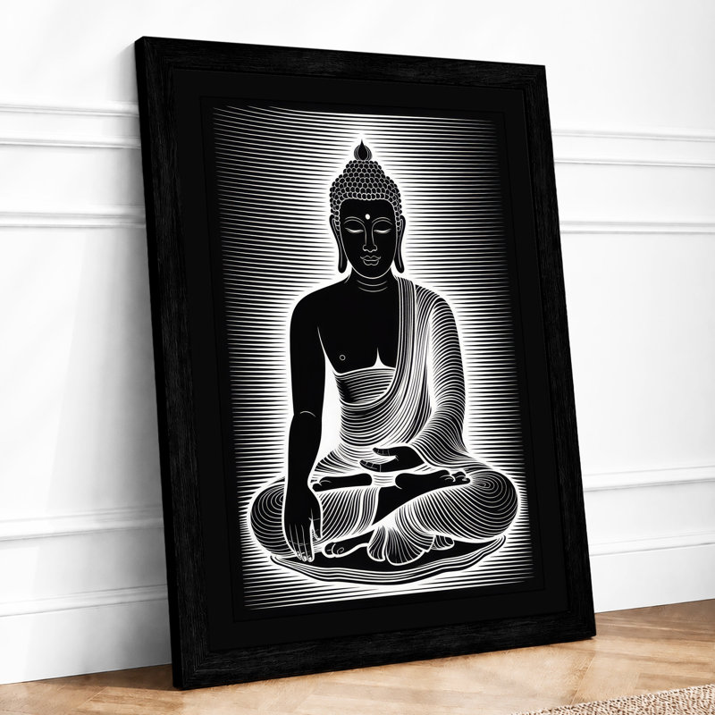Meditative Buddha Japandi - Framed Print, A1 - 84.1 x 59.4 cm, Black
