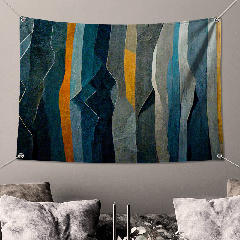 Tapisserie murale abstraite - art mural, H 68 po x l 80 po avec 4 œillets