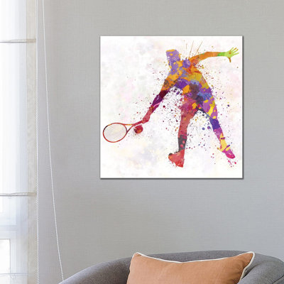Tennis Player In Silhouette II by Paul Rommer - Wrapped Canvas Painting