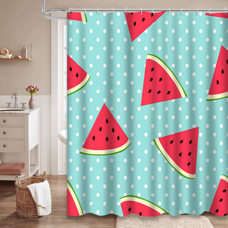 Rideau de douche avec 12 crochets Watermelon, L 72 po x l 78 po