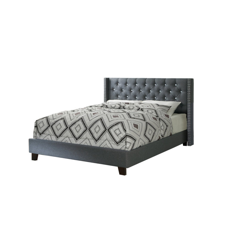Grand lit en bleu gris