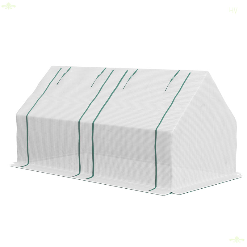 Outsunny 6' X 3' X 3' Portable Greenhouse, Garden Green House With 2 PE/Plastic Covers, Steel Frame And 2 Roll Up Windows