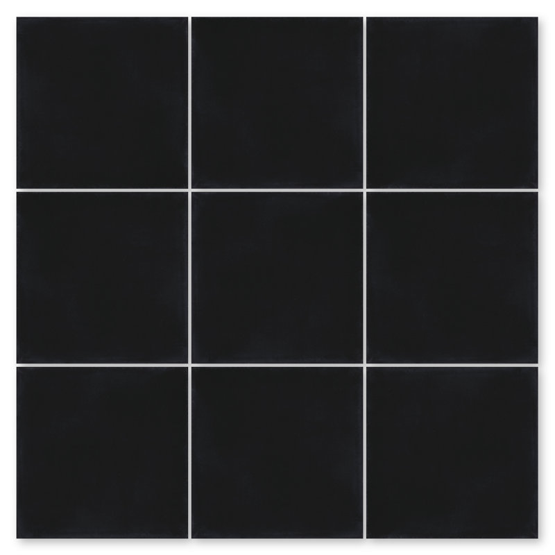 Solid 8" x 8" Cement Wall & Floor Tile, Black