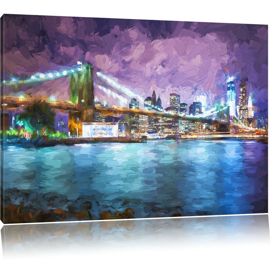 Leinwandbild Skyline New York in Blau/Lila