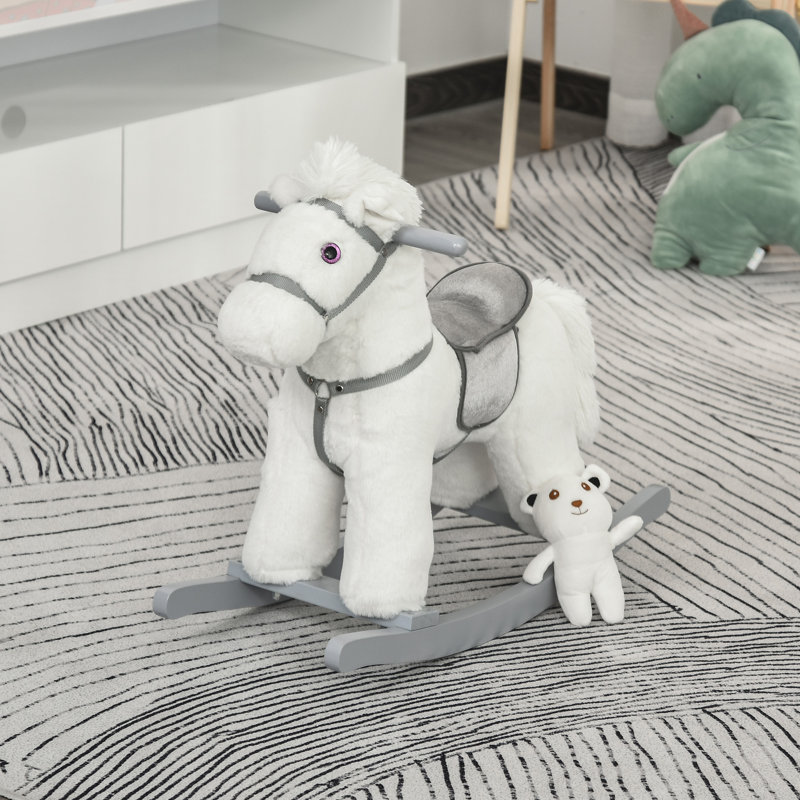 Cheval à bascule en peluche pour enfants, Blanc