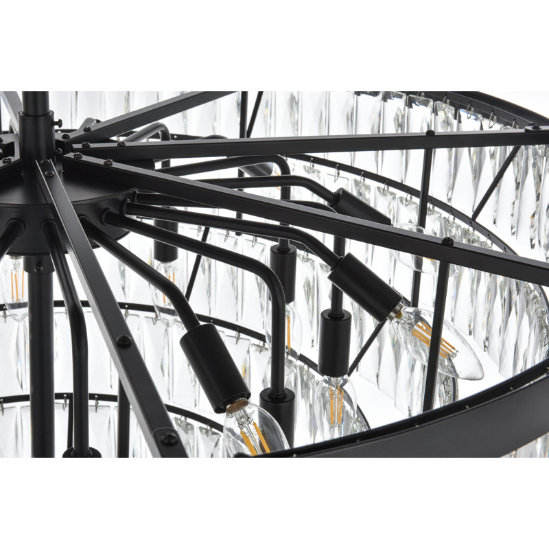 Lustre rond 36 pouces Iva, Noir, noir, noir, noir