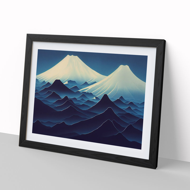 XH1022-8640X Superb Japanese Mountains - Single Picture Frame Print, 25cm H x 34cm W, Black