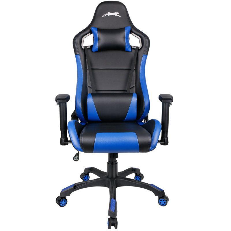 Adjustable Reclining Ergonomic Faux Leather Swiveling PC & Racing Gaming Chair, Black/Blue