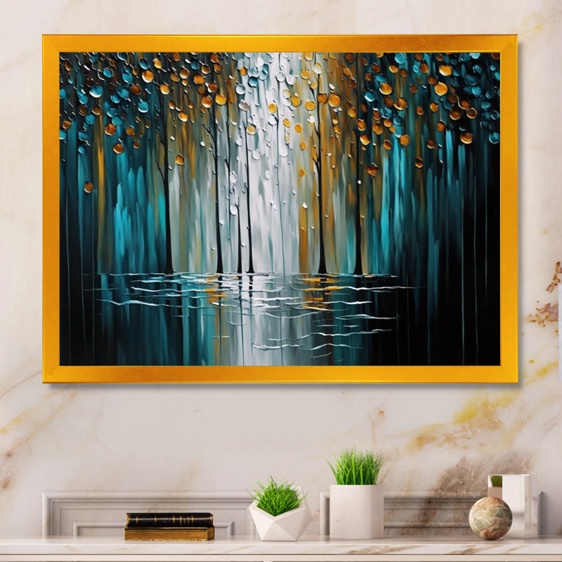 «Abstract Nature Trees», reproduction d'art sur toile abstraite, L 32 po x H 16 po, Impression dorée sur toile encadrée
