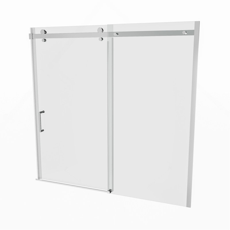 Porte de baignoire coulissante semi-sans cadre L 56 à 60 po x H 58 po en chrome avec verre transparent de 5/16 po (8 mm)