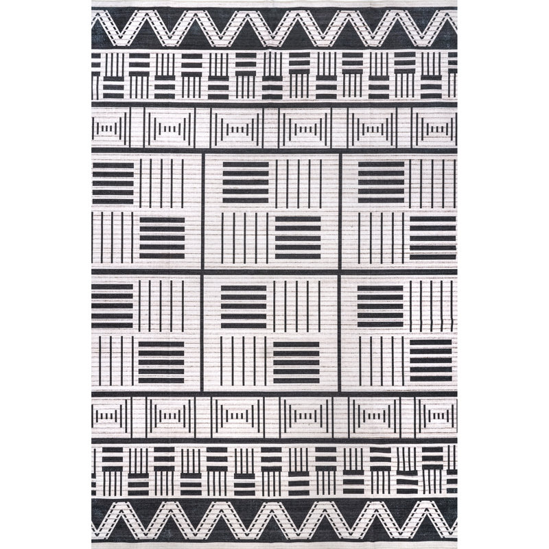 Evia SpinClean Tribal Stripes Machine Washable Area Rug, Rectangle 8' x 10'