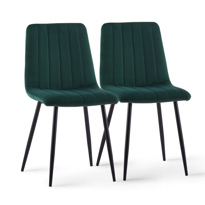 Aly 50cm H Velvet Upholstered Side Chair, Dark Green