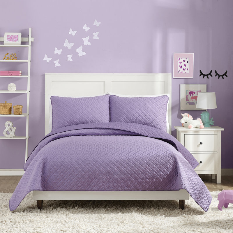 Ensemble de courtepointe réversible en microfibre Corbin and Angelietta, Twin Quilt + 1 Standard Sham, Mauve