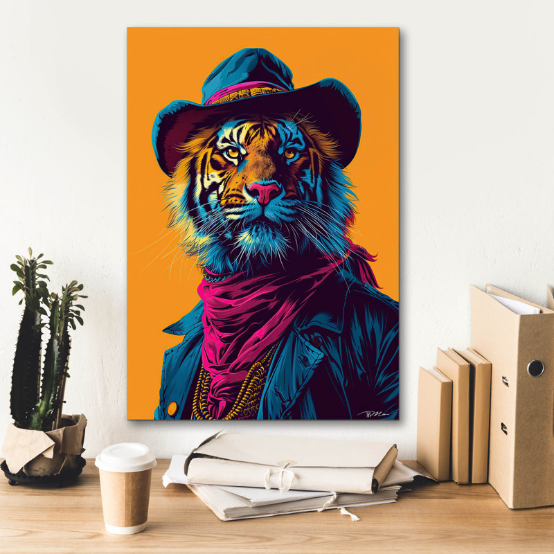 Toile épique «Western Tiger» par Momart, H 26 po x l 18 po x P 0,75 po