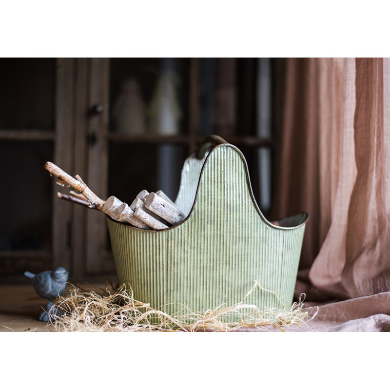 Pot de fleurs en métal à la mode ancien carry, H 14 po x l 16 po x P 10 po