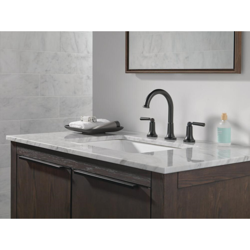 Robinet de salle de bain Saylor noir mat à 3 trous, robinet de lavabo à deux poignées à 2 poignées pour meuble-lavabo, ensemble de drain à bouton-poussoir en métal, noir mat