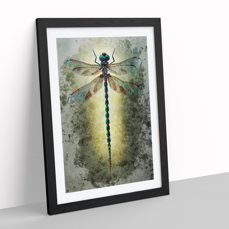 Dragonfly Watercolour No.1 - Framed Print, Black Framed, 64cm H x 46cm W x 2cm D