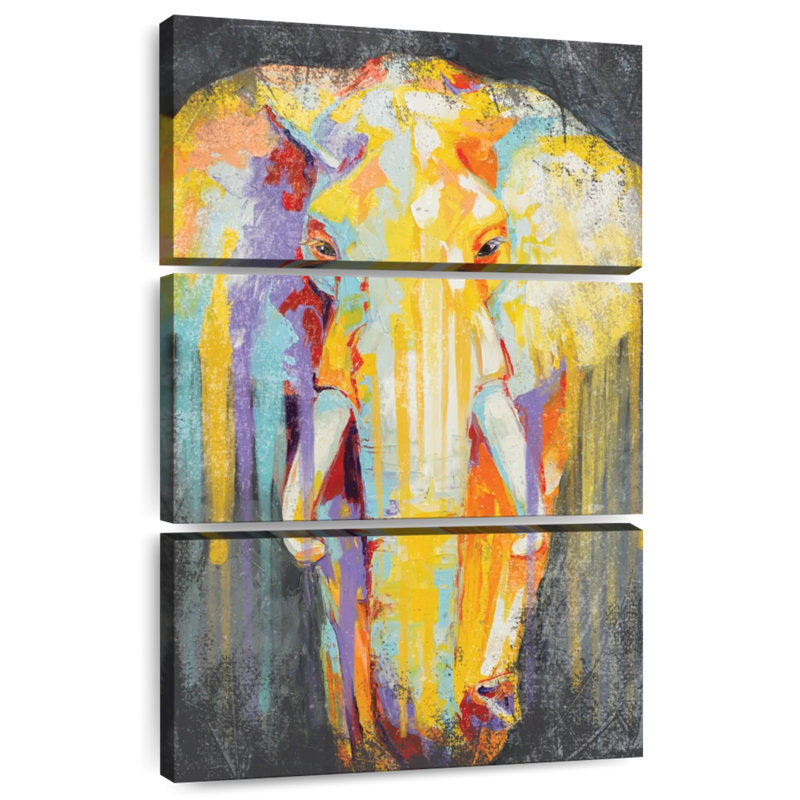 Peinture à gouttes d'éléphant Brampt, H 32 po x l 20 po