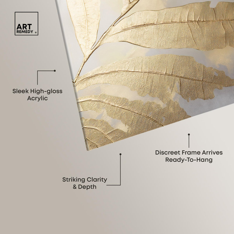 Toile dorée (I) acrylique, art naturel élégant par Art Remedy, prête à être accrochée, H 16 po x l 16 po