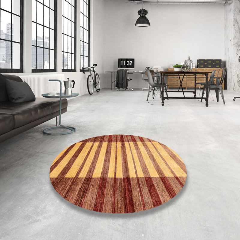 Anderew Striped Indoor Rug, Round 7'