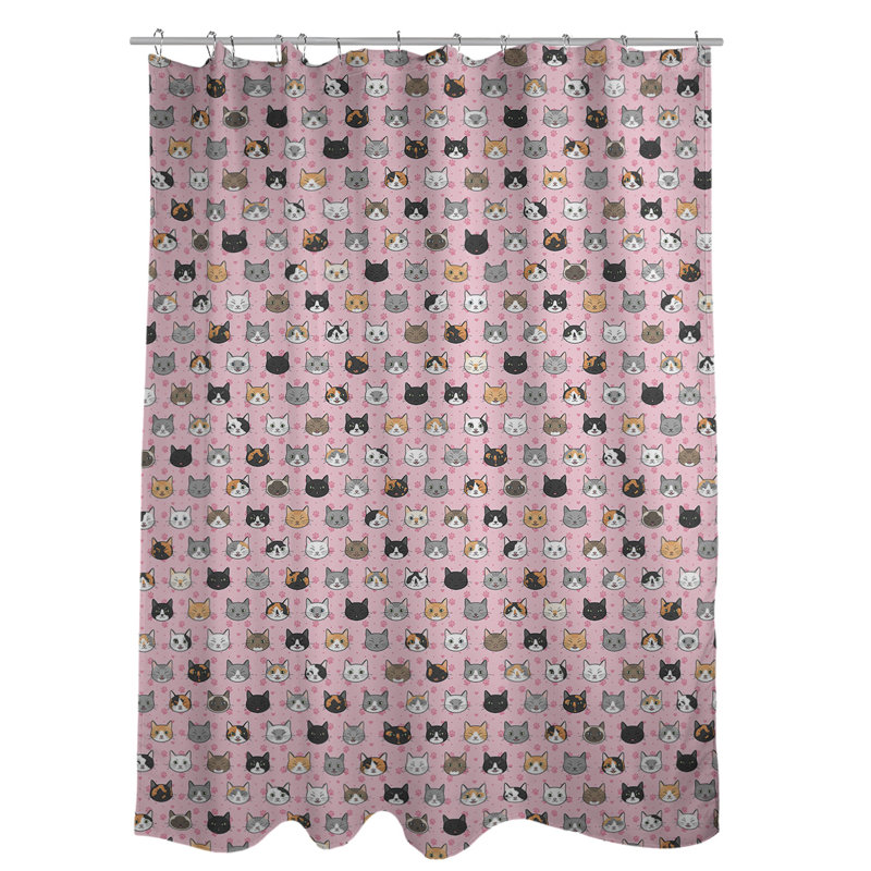 Rideau de douche simple Kitty Cat, Rose