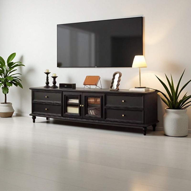 Meuble télé de salon noir, H 19,68 po x L 78,74 po x l 15,74 po