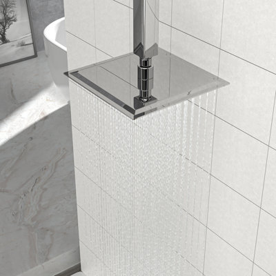 8" Square Rainfall Shower Head, Wall/Ceiling Mounted