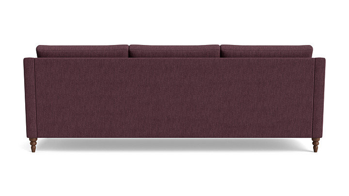 Vera Sofa (95"), Walnut Finish (Turned), Performance Weave - Aubergine