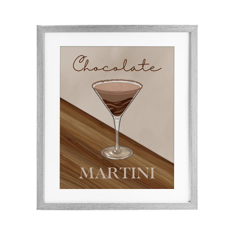 Martini au chocolat sur fond brun, reproduction sous verre, conception de Marcus Prime, H 16 po x l 13 po