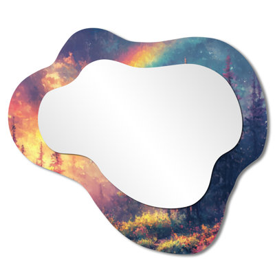 Rainbow And The Sunlit Forest - Rainbow Cloud Decorative Wall Mirror, Traditional Vanity Mirror, Printed on Metal