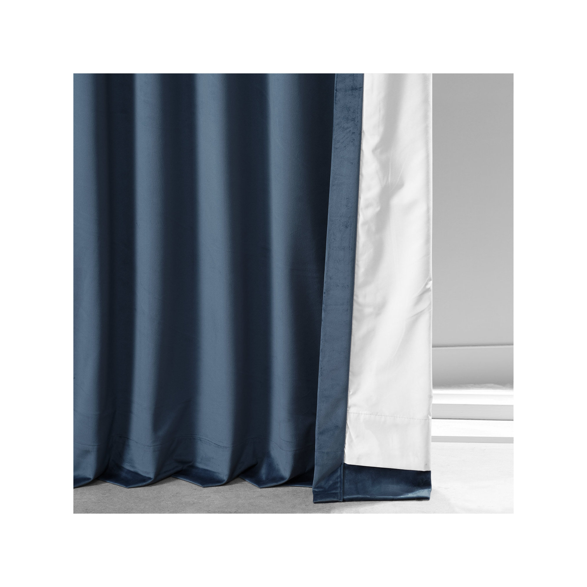 Loria Plush Velvet 100% Blackout Curtains For Bedroom, Living Room - Single Panel, 50" W x 96" L, Varsity Blue