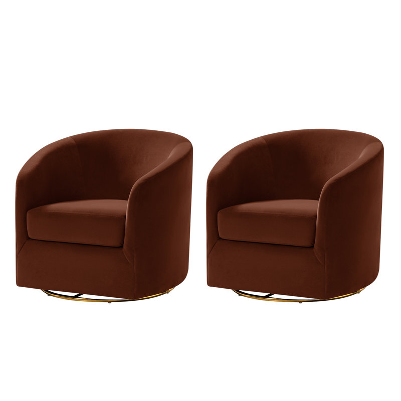 Altheimer Velvet Swivel Accent Chair, Burn Brick